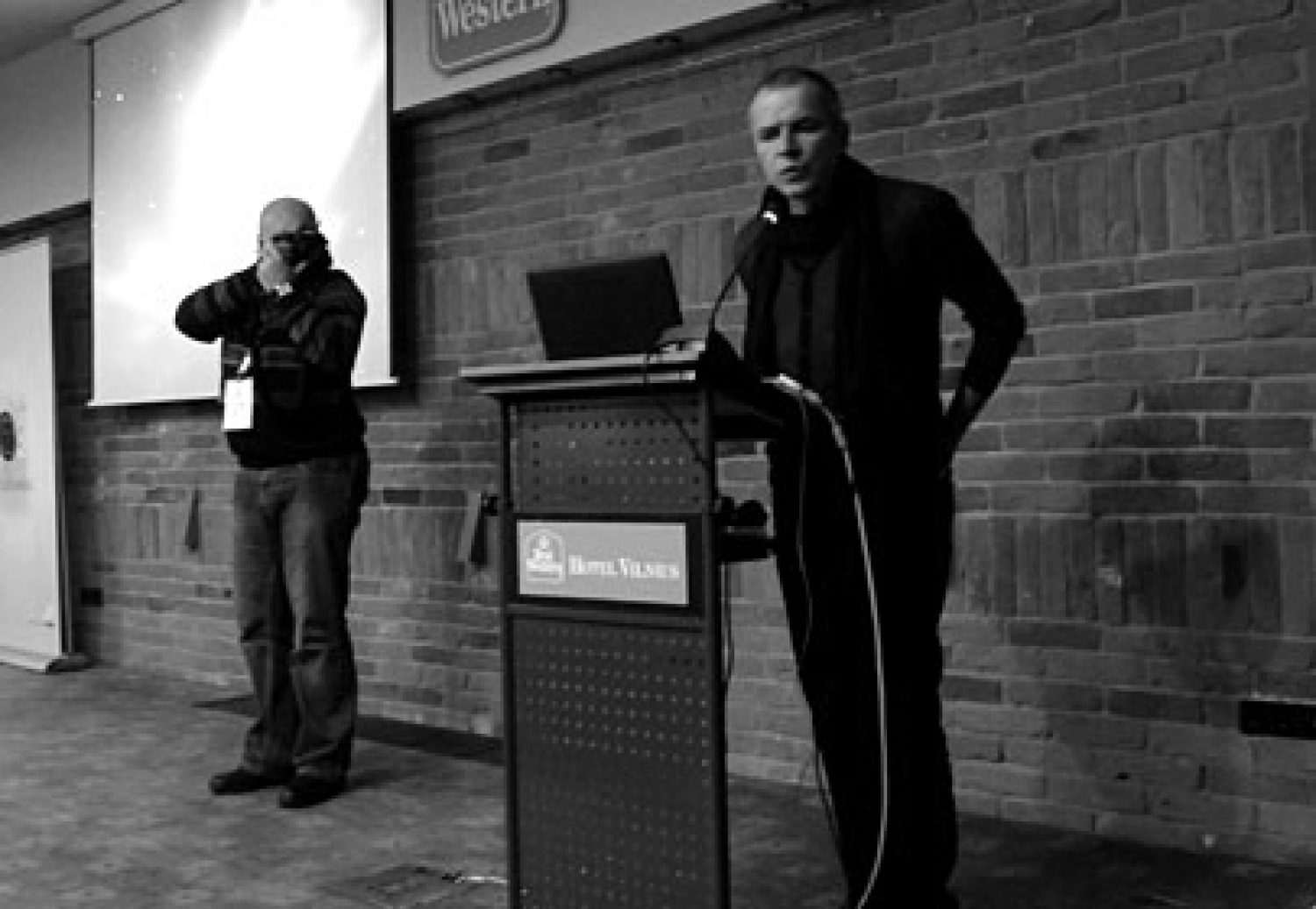 Yuri Kozyrev (on the right) at the seminar in Vilnius. Photo by Arnis Balčus