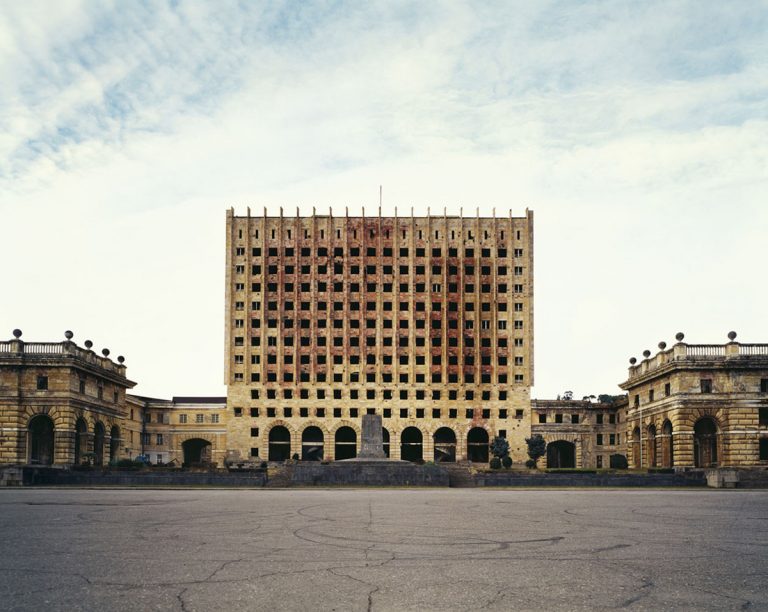 Maria Gruzdeva. Building of the Council of Ministers of Abkhazia stands in ruins after the Sukhumi massacre, Square of Liberty, Sukhumi, Abkhazia. From the series “The Borders of Russia”
