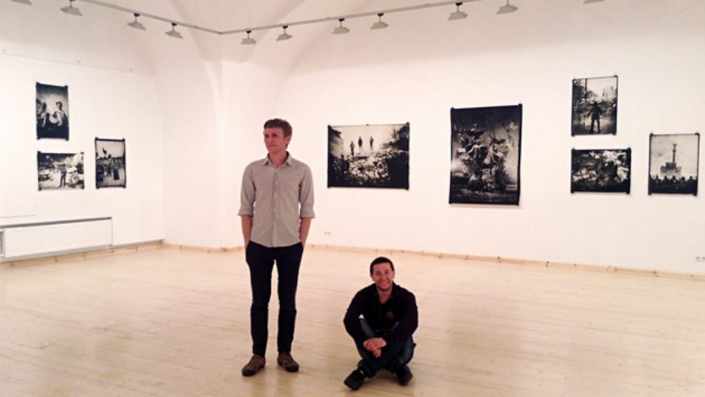Sergiy and Vlad at the exhibition hall Arsenāls. Photo by Arnis Balčus